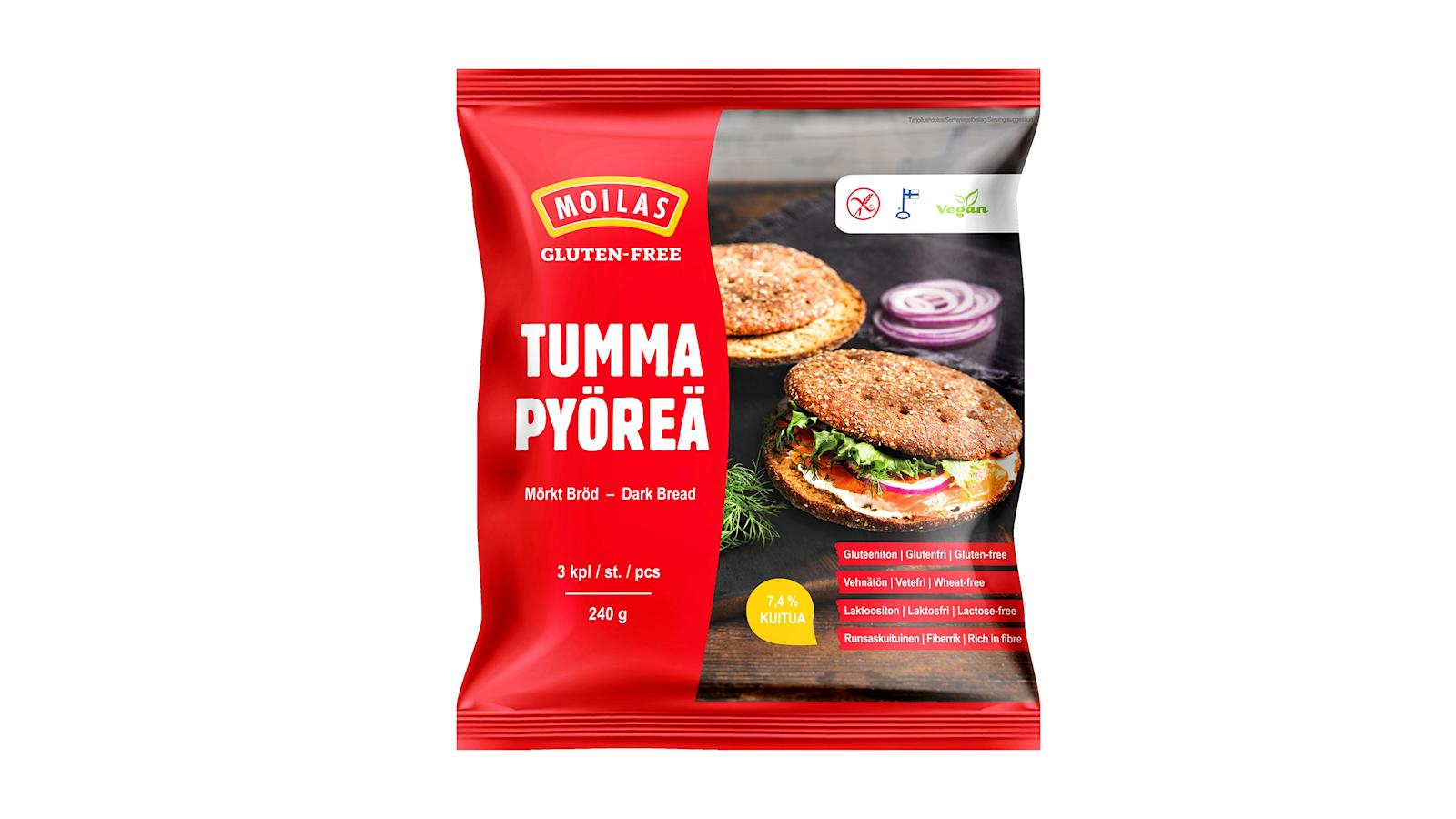Moilas Gluten-free Tumma pyöreä -leipä