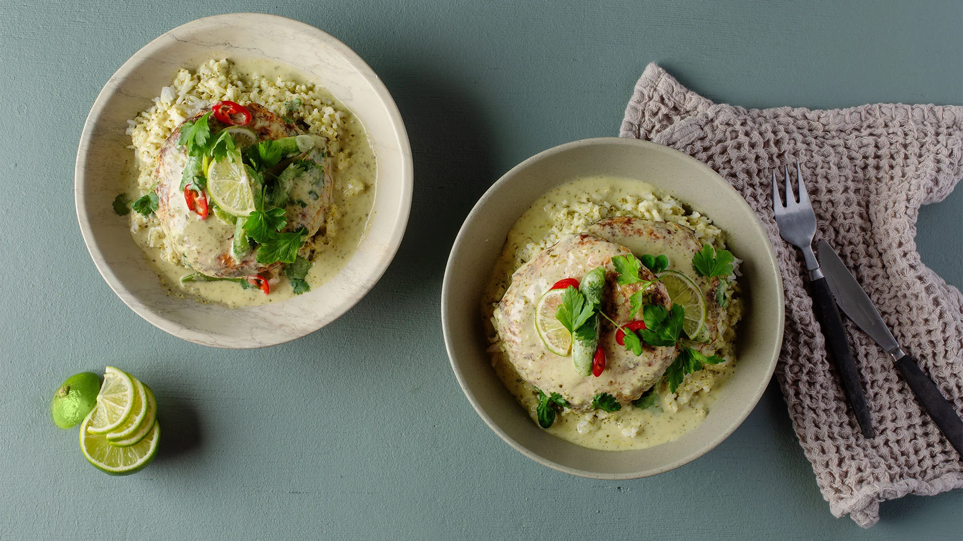 Kulman Keittiön kasvispihvit ja vihreä Thaicurry