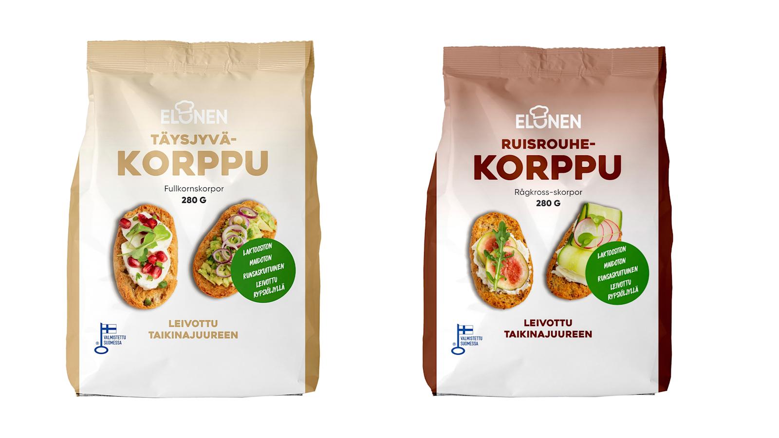 Elonen Täysjyväkorppu ja Ruisrouhekorppu