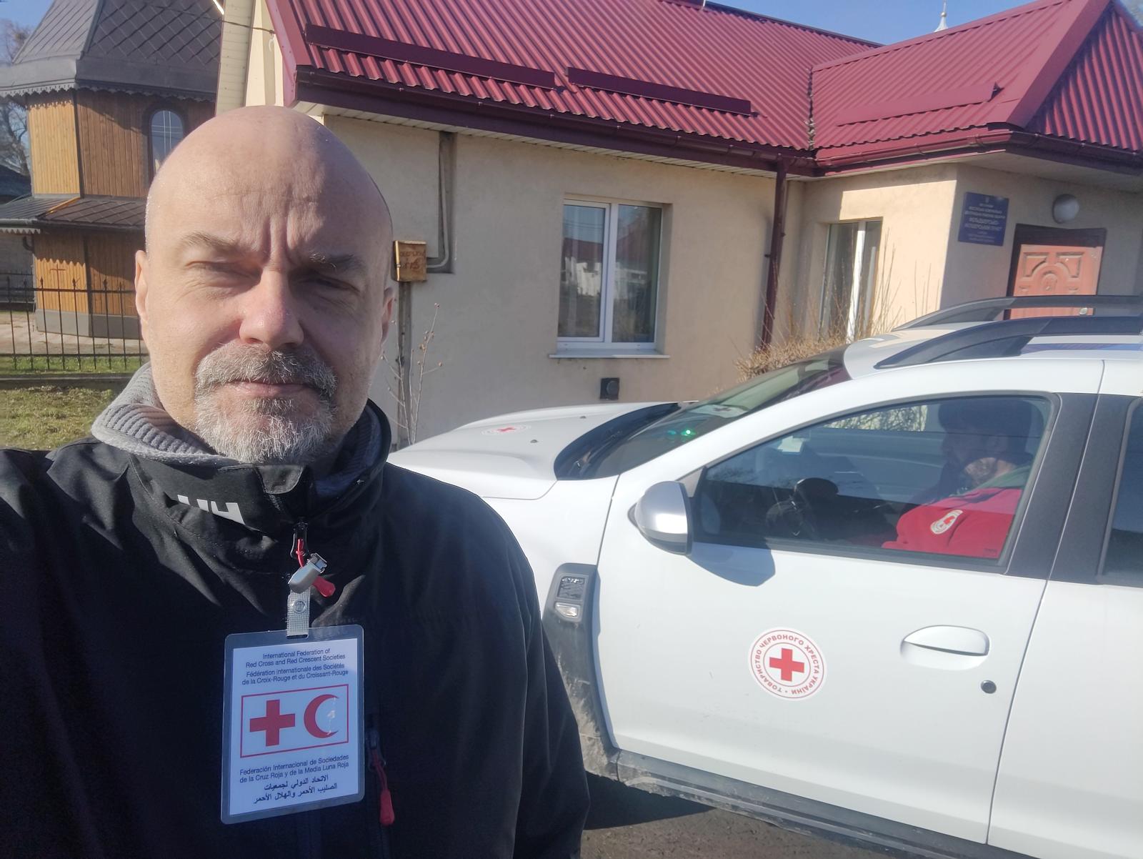 SPR:n Marko Korhonen vieraili Lvivin maaseudulla keväällä 2023.
