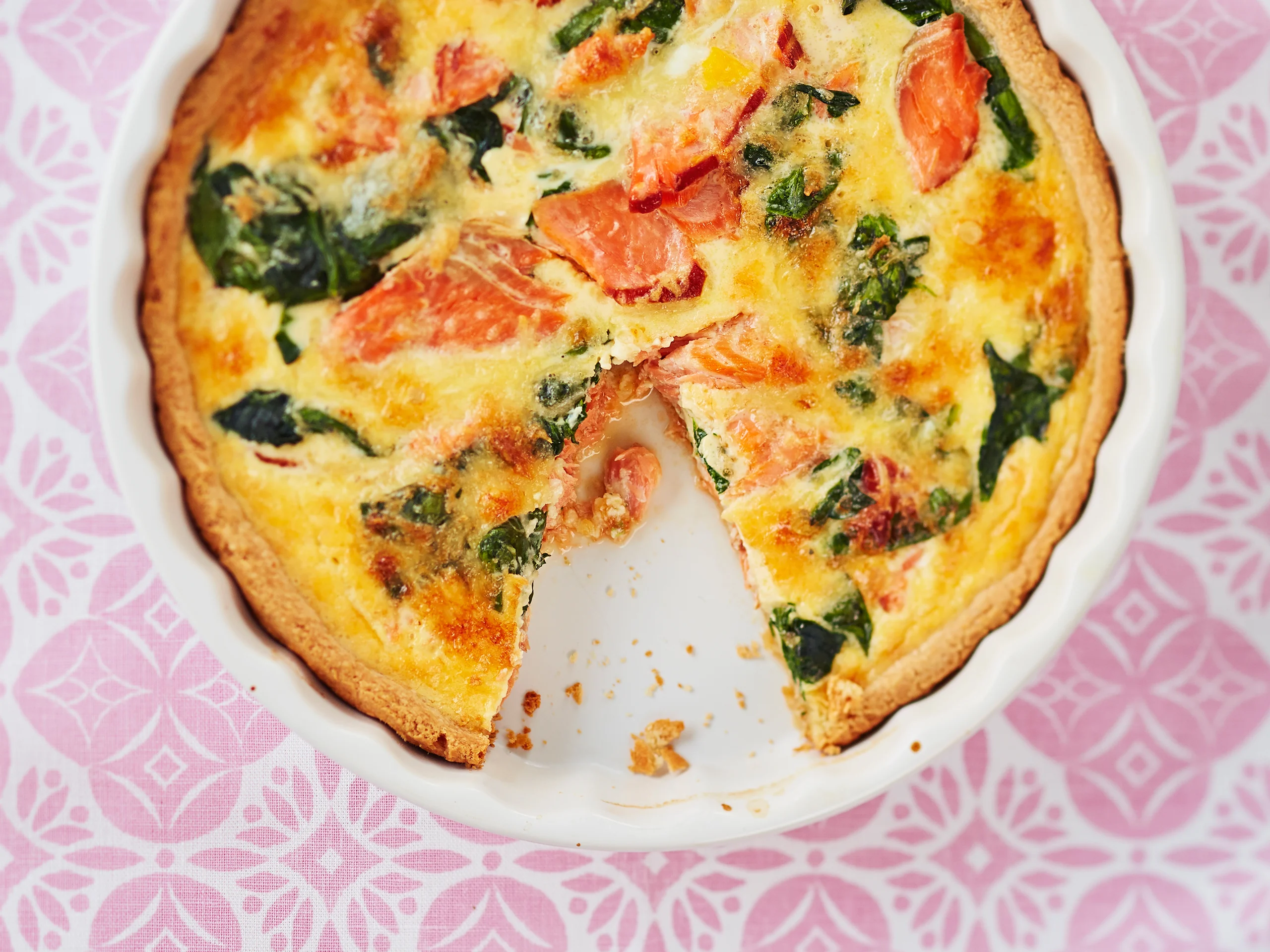 Lämminsavulohi-pinaattipiirakka