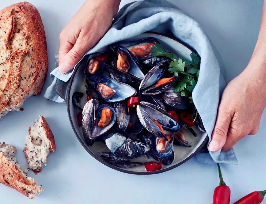 Green Curry -simpukat kookosmaidossa