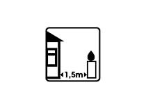 Ulkokynttilät: polta vain palamattomalla alustalla, riittävän kaukana syttyvistä materiaaleista (vähintään 1,5 m).