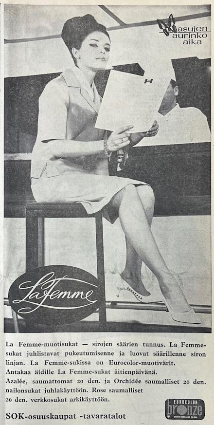 La Femme -muotisukkia myytiin vuonna 1963 SOK:n tavarataloissa.