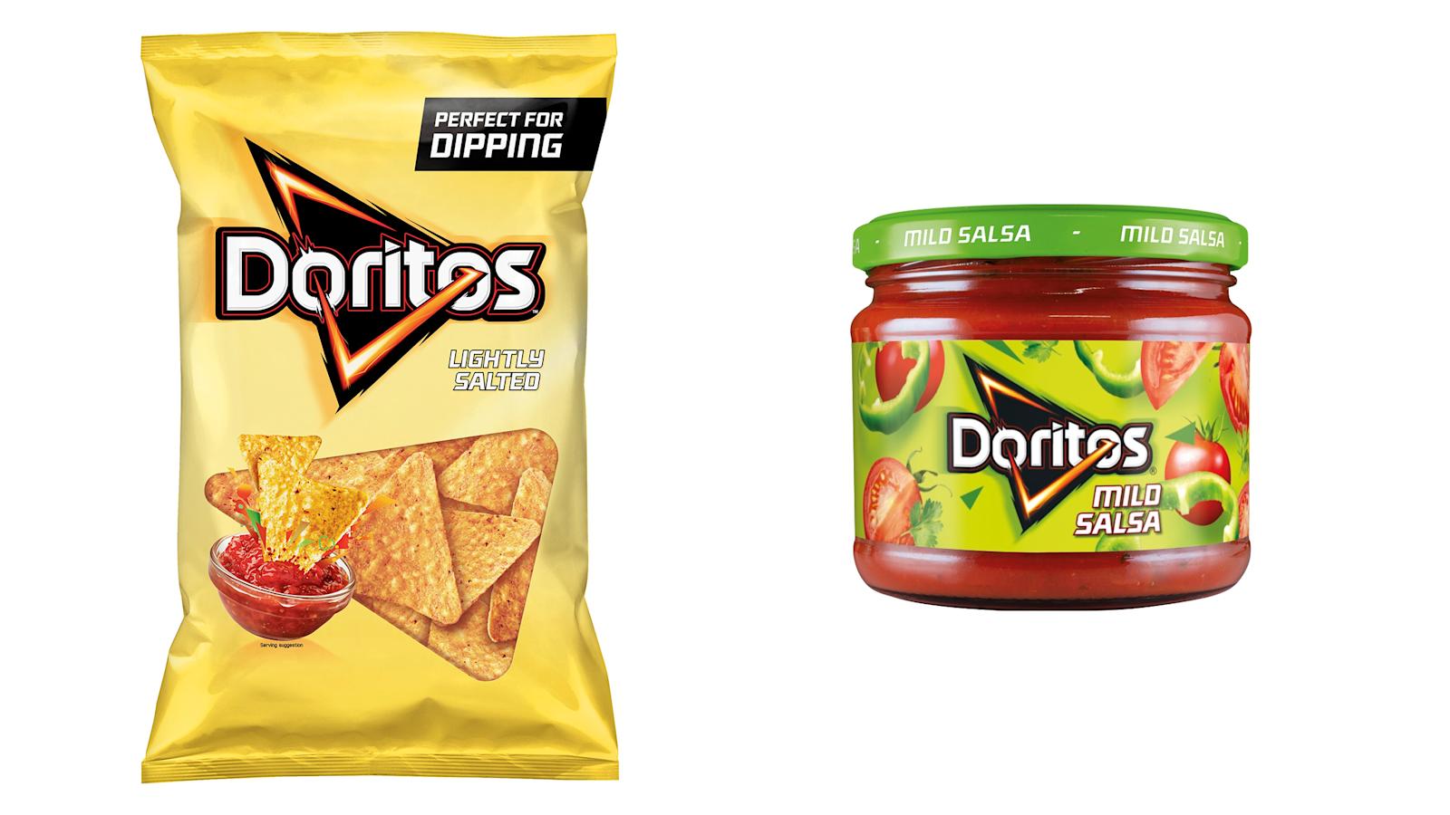 Doritos Lightly salted -maissilastut ja Mild salsa
