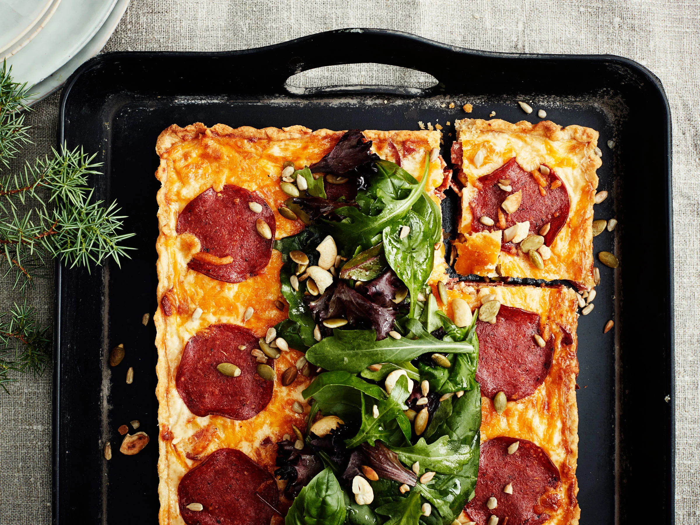 Juusto-chorizopiirakka