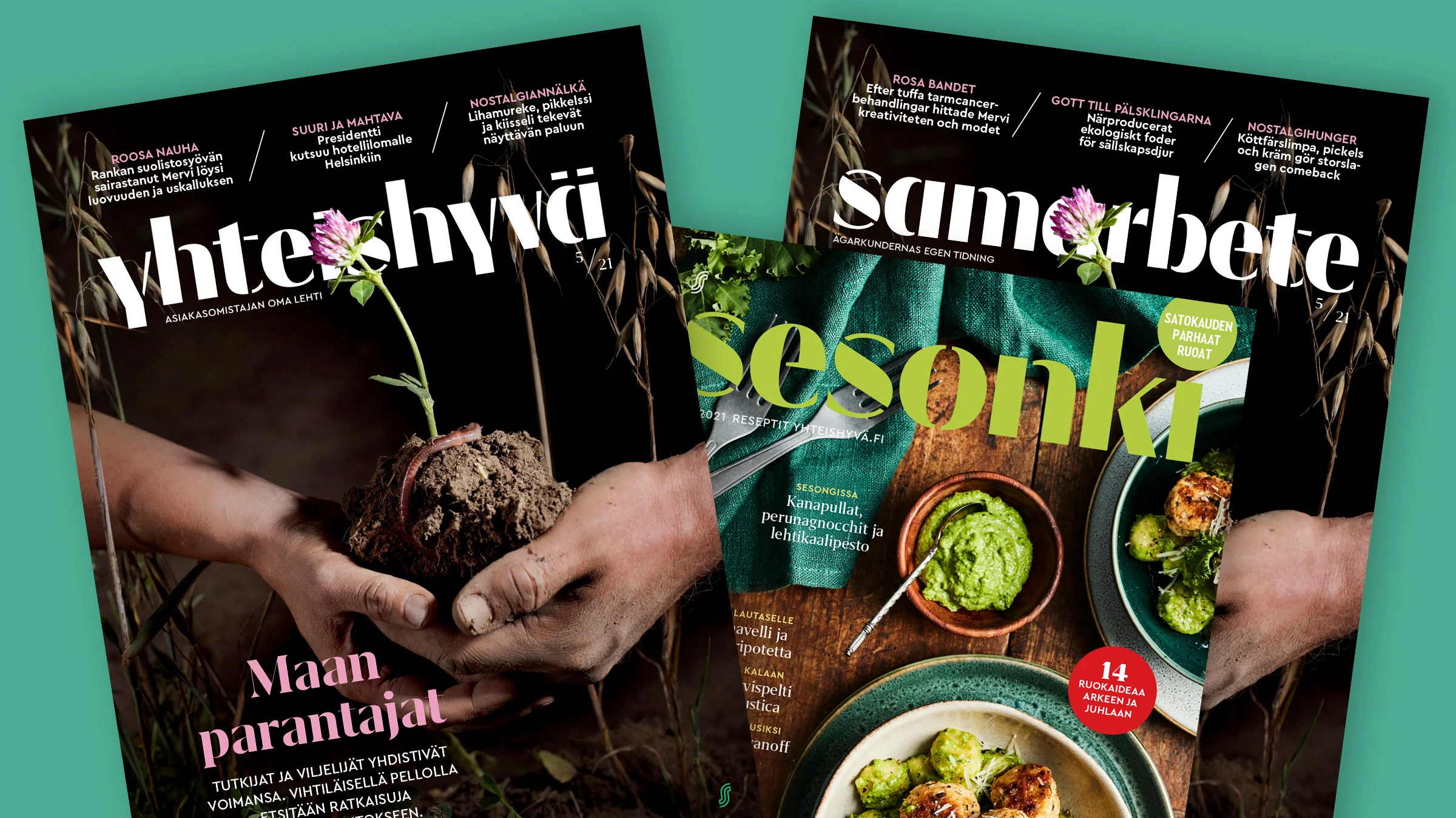Yhteishyvä 5/2021, Sesonki-liite ja Samarbete-lehti.