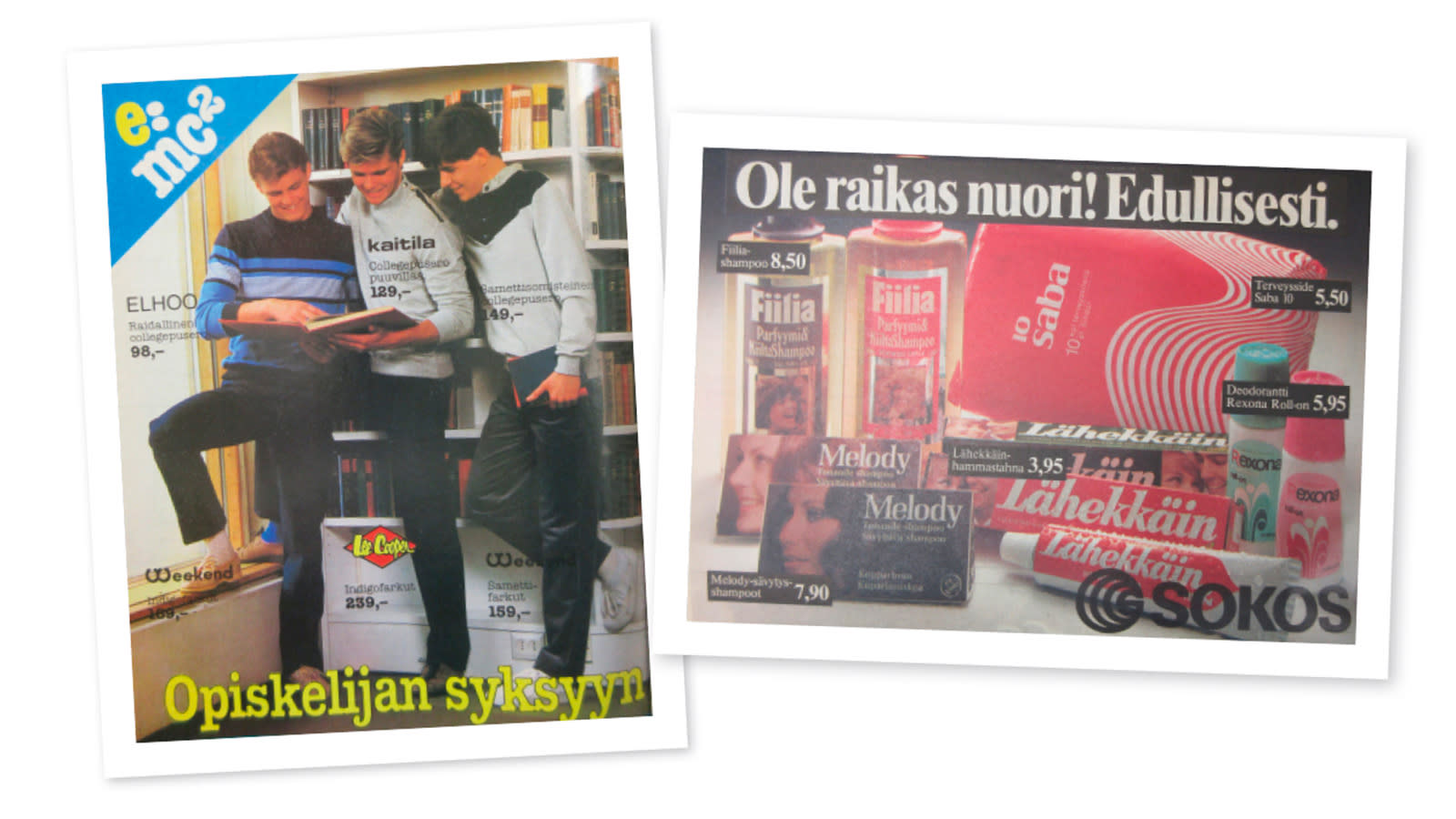 Vanhoja mainoskuvia.