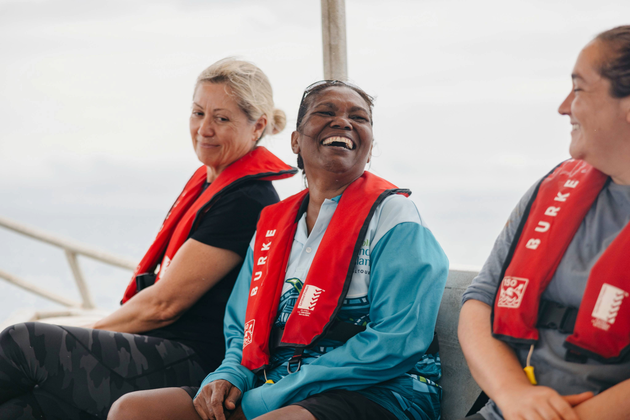 Guide Rosanna Angus of Oolin Sunday Island Cultural Tours, sharing knowledge with female travellers in Western Australia © Tourism Australia