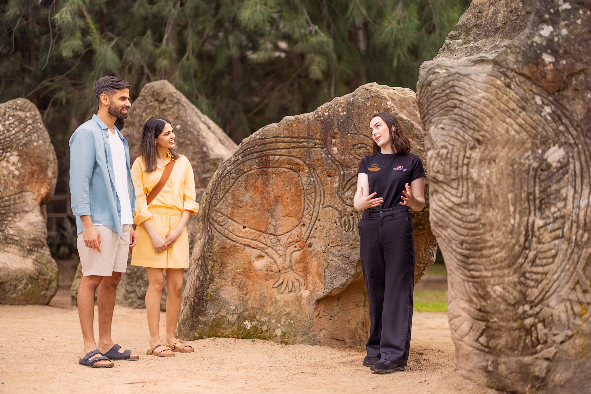 Indigenous guides unveil the stories behind Aboriginal art at the Koorie Heritage Trust in Melbourne, Victoria © Tourism Australia
