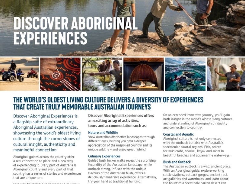  A screenshot of the Discover Aboriginal Experiences Flyer English 2022 cover © Tourism Australia