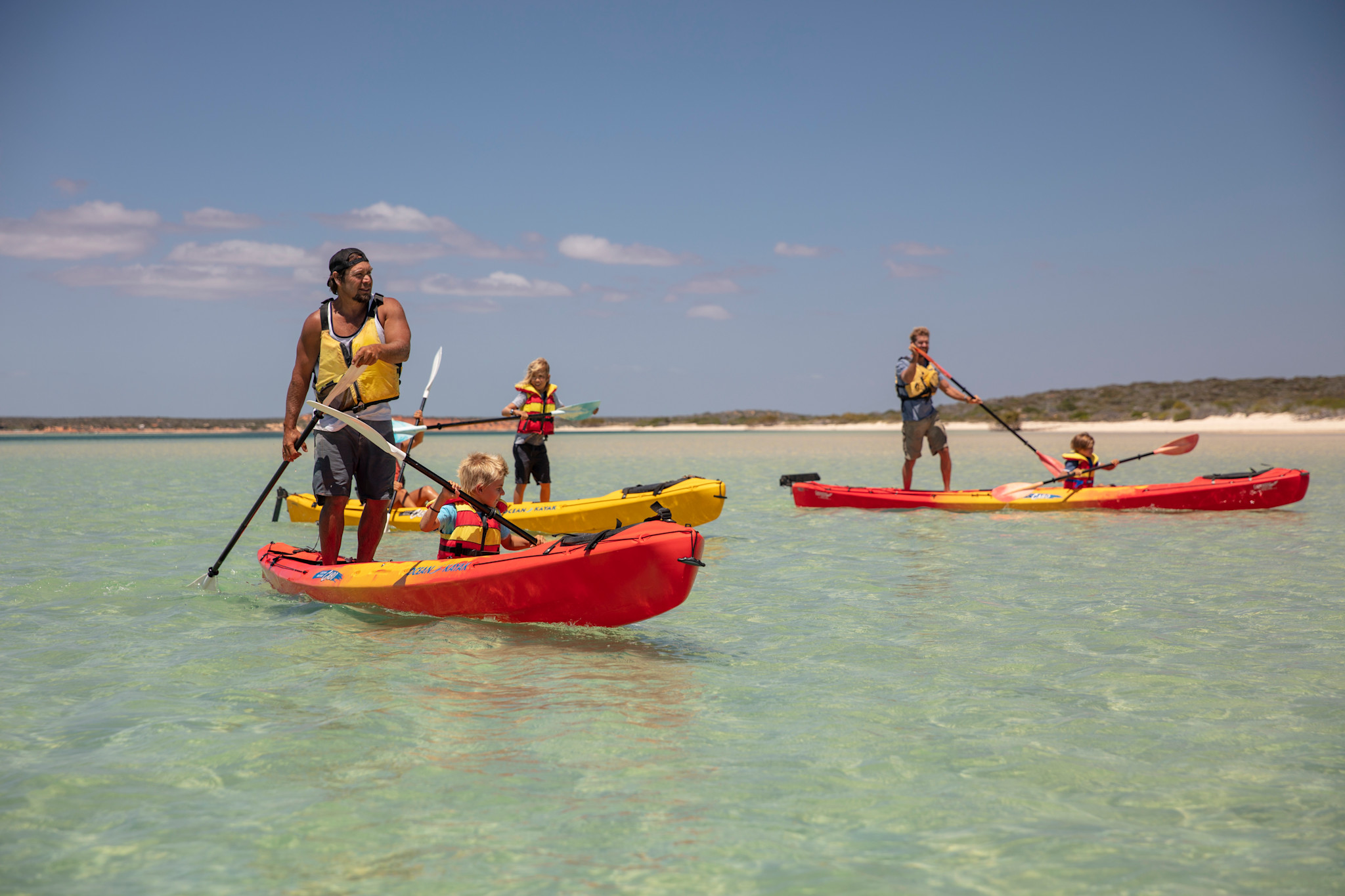 Exploring the waterways of Western Australia’s Shark Bay region in kayaks © Tourism Australia