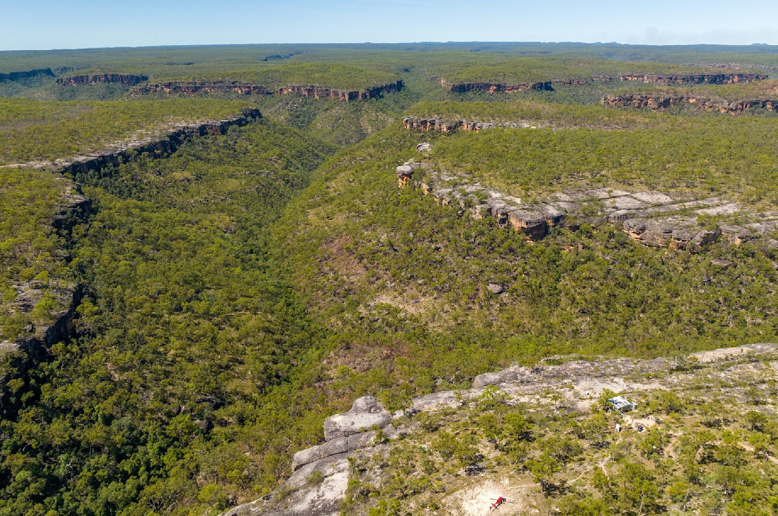 Aerial shot of area around Jowalbinna Bush Camp, Jarramali Rock Art Tours, QLD © Tourism Australia