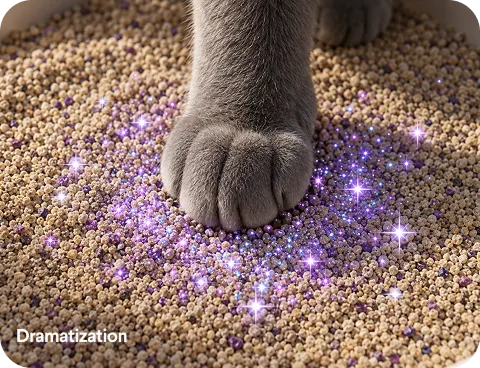 Cat paw on fresh litter