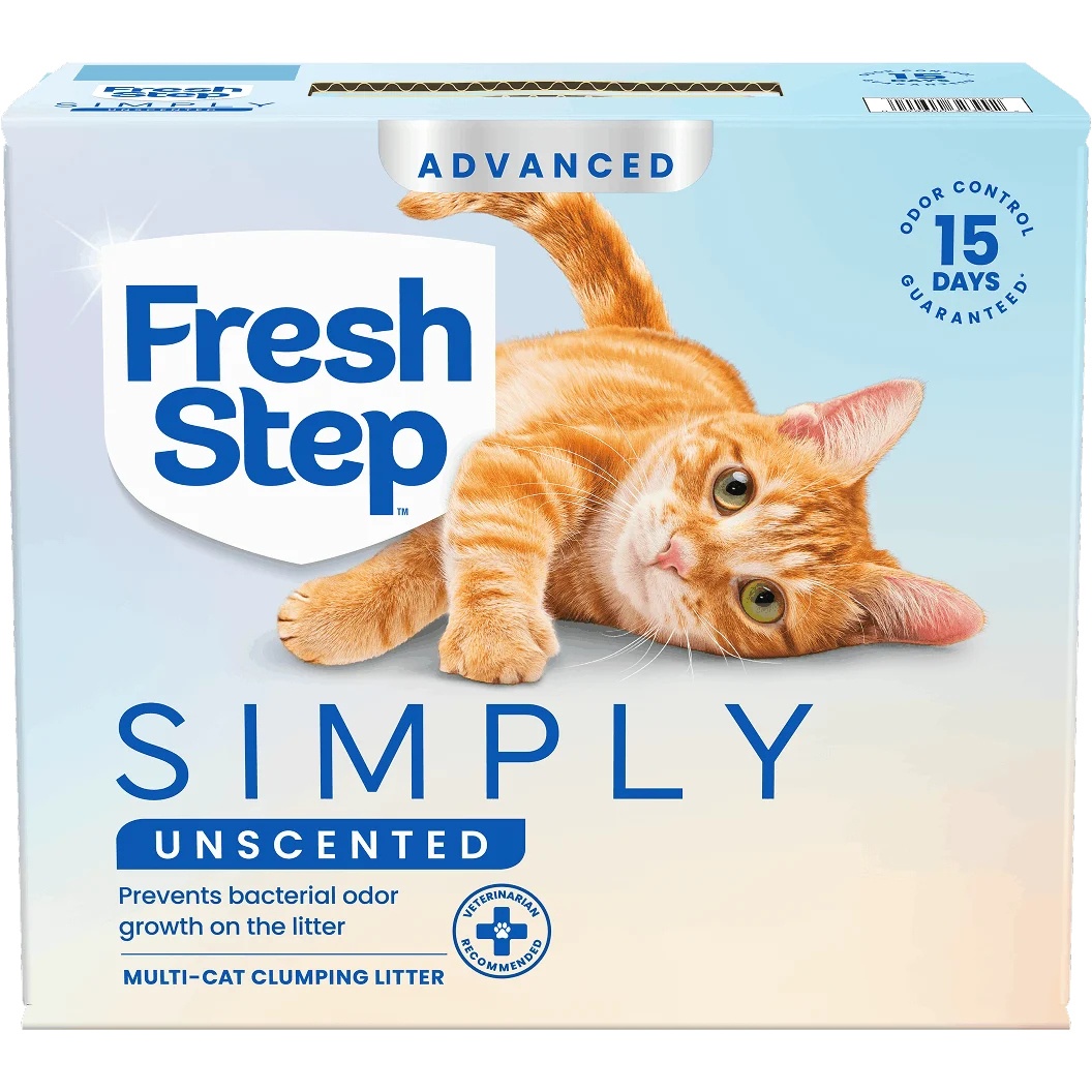 A box of Fresh Step cat litter Simply Unscented