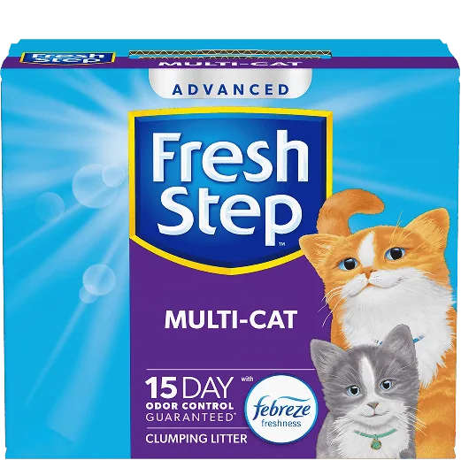 A box of Fresh Step cat litter for multiple cats