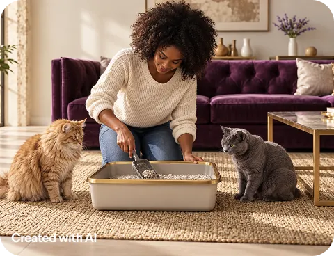 Scooping clumps from a litter box