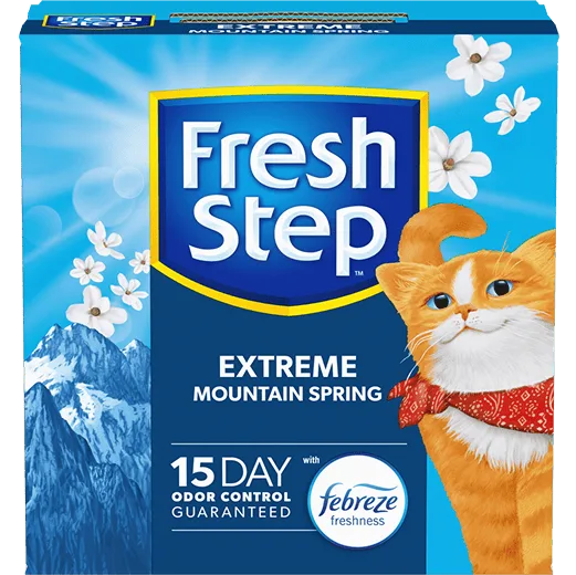 A box of Fresh Step Extreme Mountain Spring cat litter
