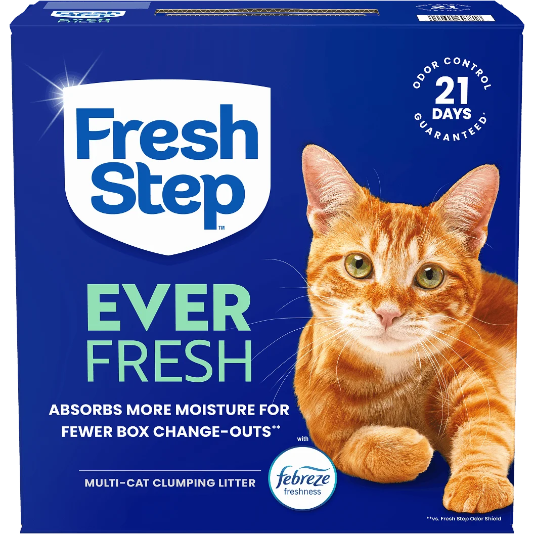 A box of Fresh Step Ever Fresh cat litter