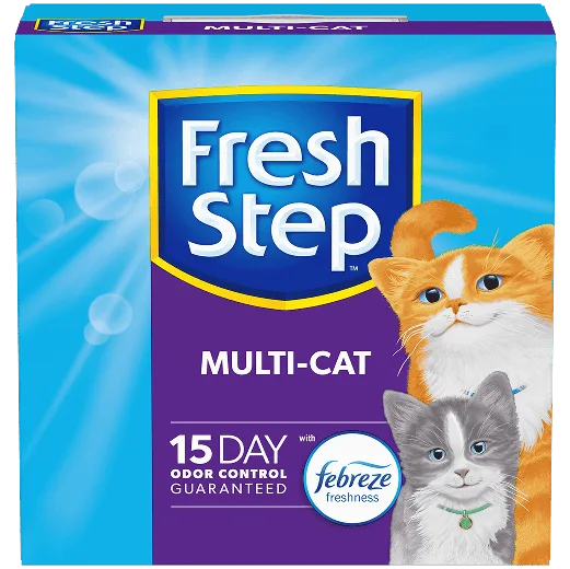 A box of Fresh Step cat litter for multiple cats