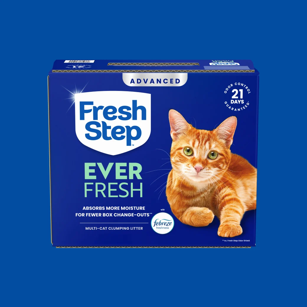 A carton of Fresh Step Ever Fresh Advanced on a blue background