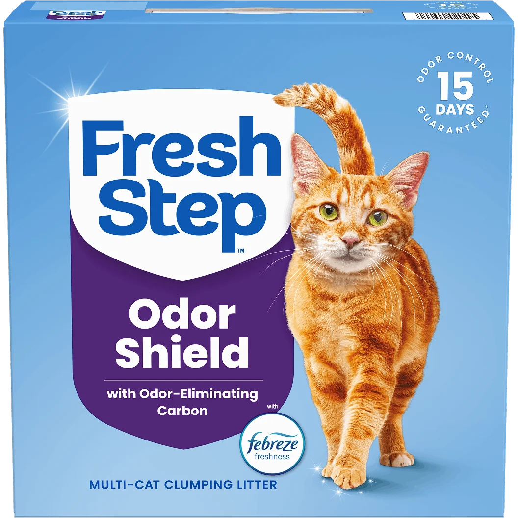 A box of Fresh Step cat litter for multiple cats