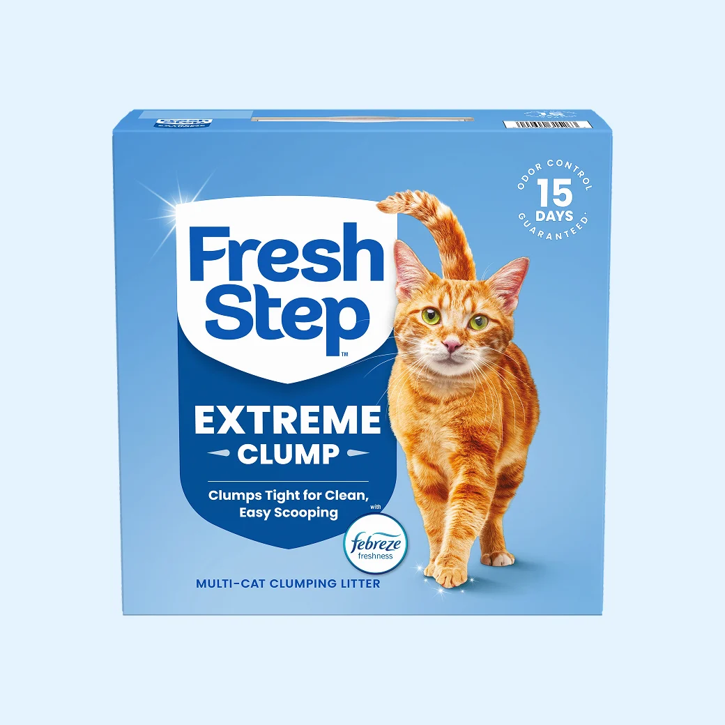 A box of Fresh Step Extreme Clump cat litter