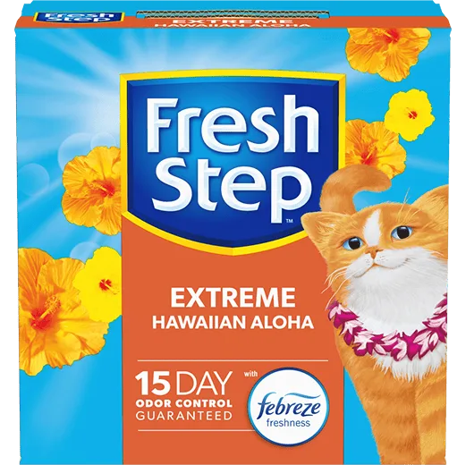 A box of Fresh Step Extreme Hawaiian Aloha Scented Litter