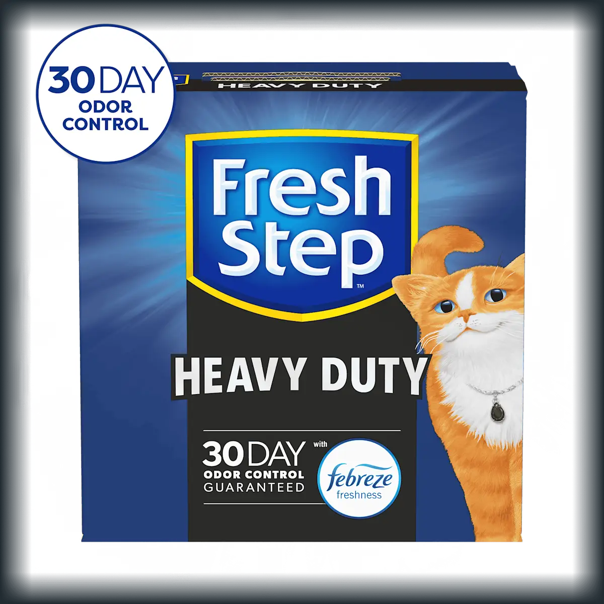 A box of Fresh Step heavy duty cat litter