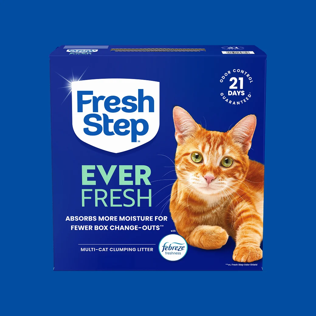 A box of Fresh Step Ever Fresh on a blue background