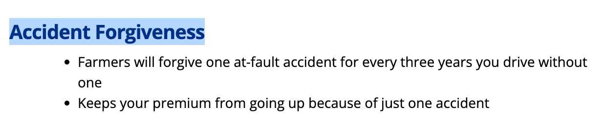 farmers accident forgiveness