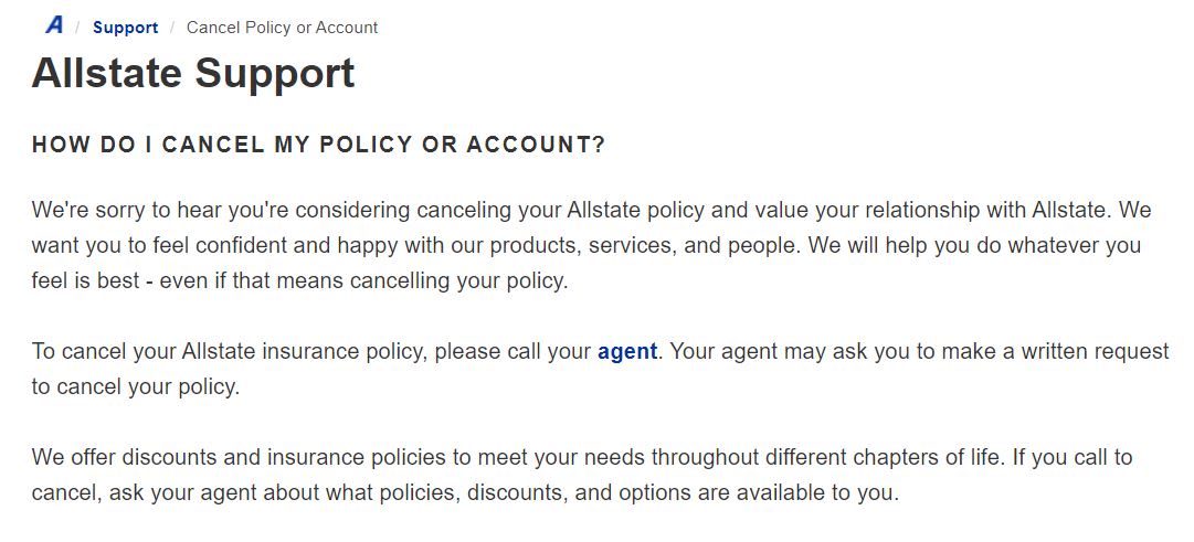 Cancel policy or account