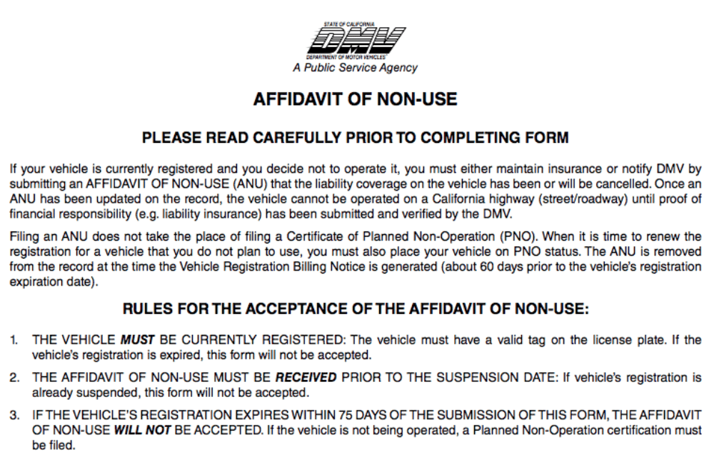 Sample Affidavit of Non use CA