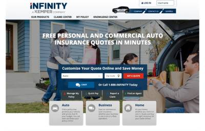 Infinity car insurance landing page