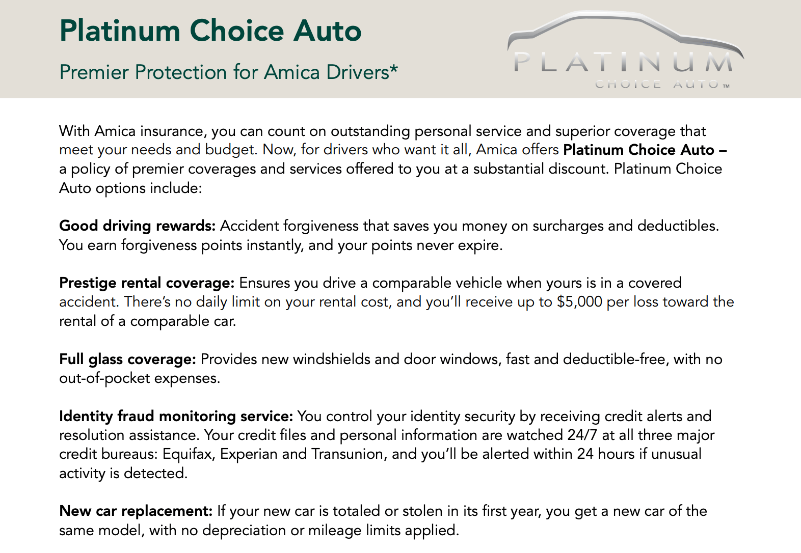 Amica platinum choice accident forgiveness