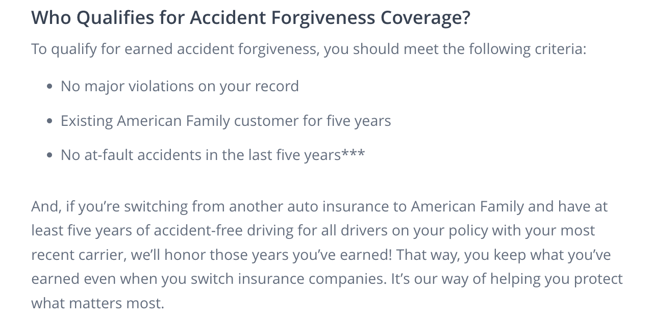amfam qualifications accident forgiveness