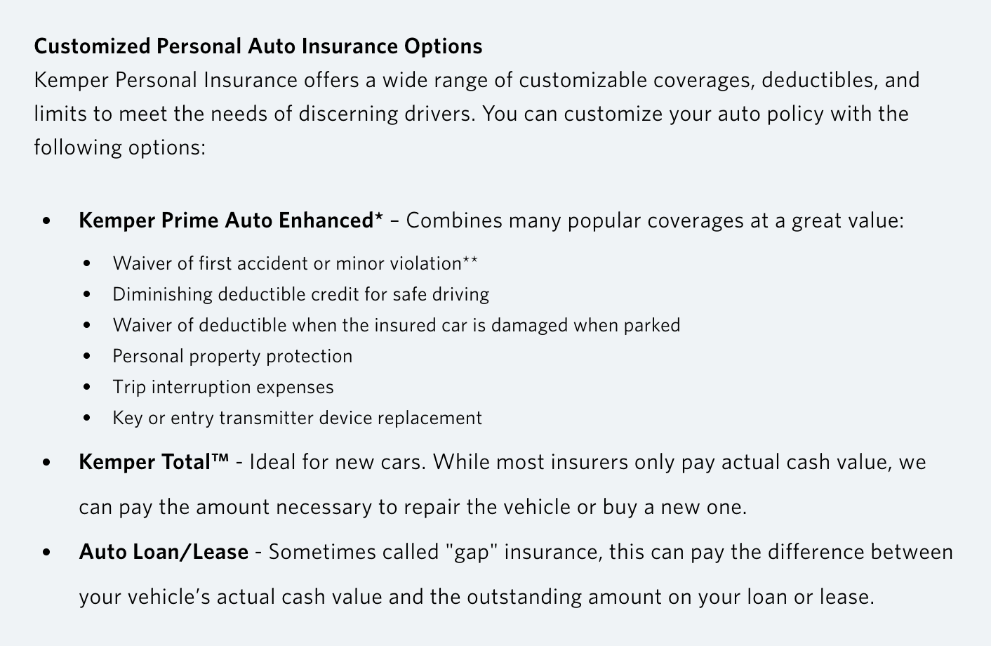 kemper accident forgiveness