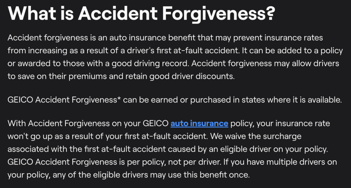 Geico accident forgiveness