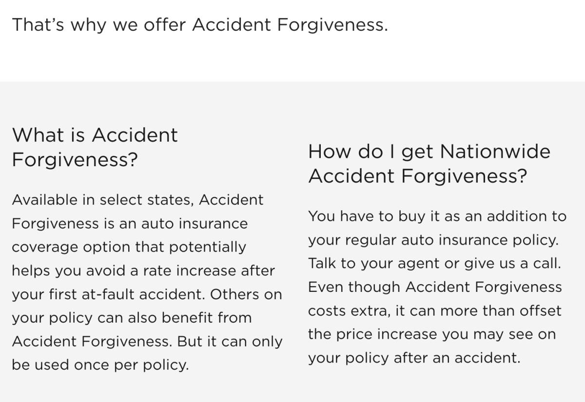 Nationwide accident forgiveness