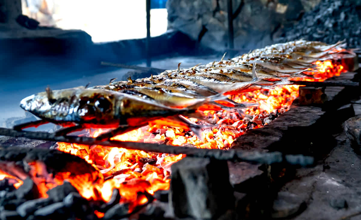 Fish on coals