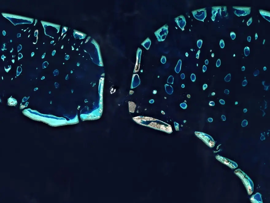 Two Maledives islands seen from above