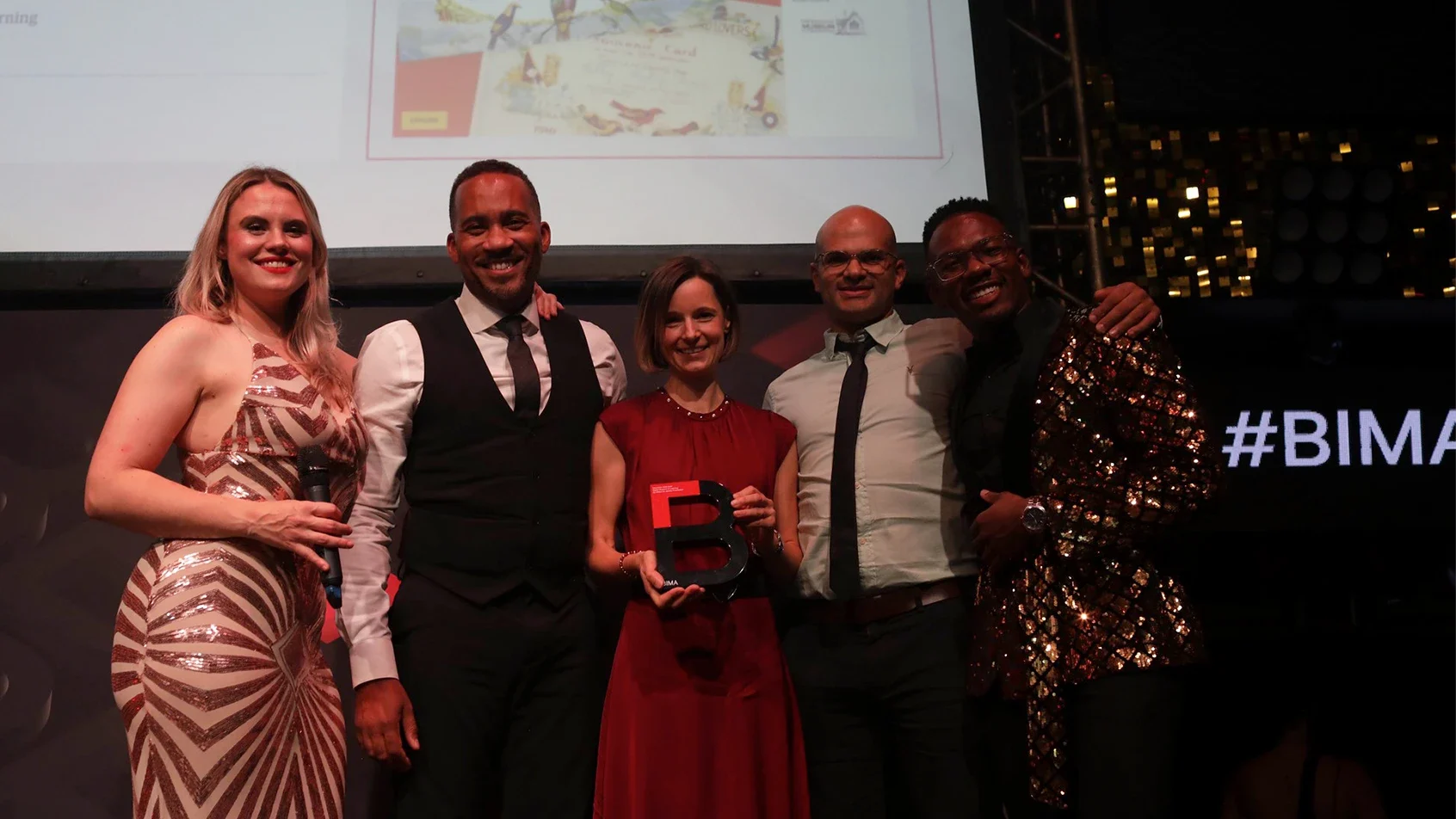 v.l.n.r.: Becky Willis (BIMA host), Ranzie Anthony (Founder & CEO, Athlon), Daniela Lozza (Program Manager Digital Museum of Learning, Jacobs Foundation), Victor Woode (Creative Director, Athlon), Tai Rosemin (BIMA host)