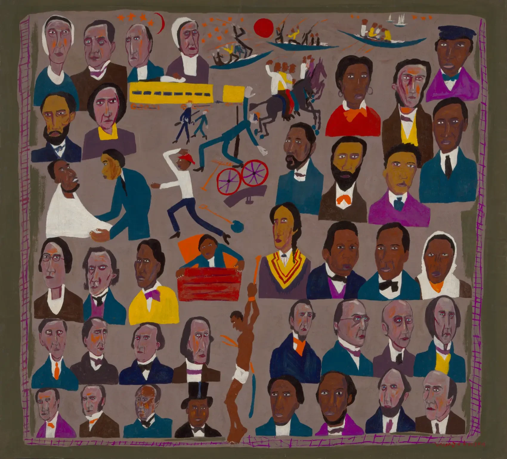 Enslaved Africans invented secret ways to communicate to keep their culture alive and escape oppression. Many used a route called the Underground Railroad to run away to freedom. This artwork by William Still tells the personal stories of many travelers on the Underground Railroad.