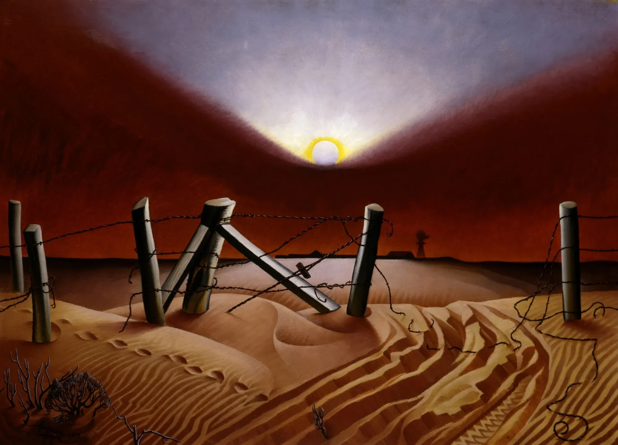 In den 1930er Jahren waren die Great Plains trocken und staubig. Sandstürme waren an der Tagesordnung. Am 14. April 1934 richtete einer der grössten Stürme der Geschichte grosse Schäden an. Der Tag wurde „Schwarzer Sonntag“ genannt, weil der Himmel mitten am Tag staubverhangen war. Der Sturm füllte Häuser mit Sand und liess das Land kahl zurück. Die Bauern konnten keine Nahrung mehr anbauen. Viele Familien waren gezwungen, ihre Häuser auf der Suche nach Nahrung, Unterkunft und neuer Arbeit zu verlassen.