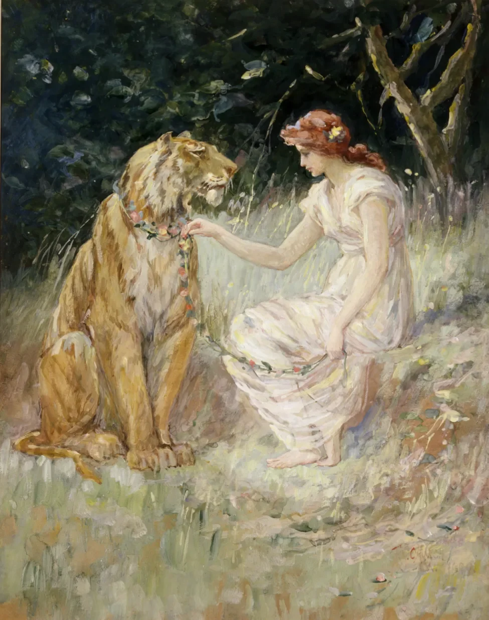 Frederick Stuart Church painted ladies and animals. In one painting, a lady gave a rose to a big tiger. It shows people and animals can be friends. Do you agree? If you painted it, what would you show? What would you want people to see?