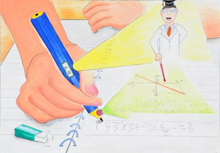 Shingo Takahashi, age 12: "When this pencil is placed on a problem that you can't solve, a teacher appears who gives a careful explanation that you can easily understand."
How might children learn in the future?