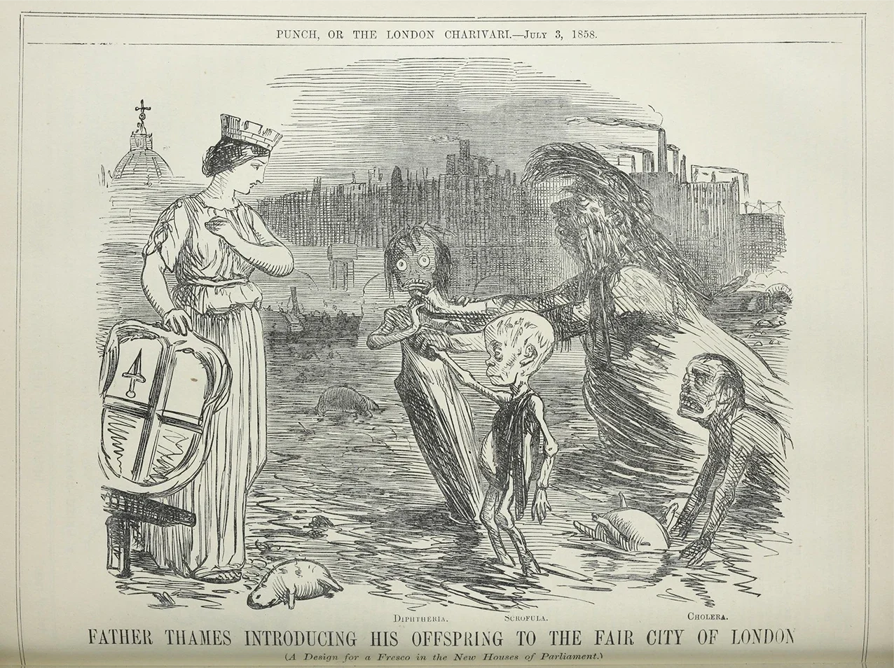 Im Jahr 1858 litt London unter dem „Grossen Gestank“, dem üblen Geruch der Themse, der durch unbehandelte menschliche und industrielle Abfälle verursacht wurde. Der Gestank war so schrecklich, dass die Menschen Angst hatten, davon krank zu werden. Die Regierung reagierte und baute ein System von Rohren und Tunneln, um Abwasser und Abfälle abzuleiten und zu reinigen. Dadurch wurde der Fluss sauberer.