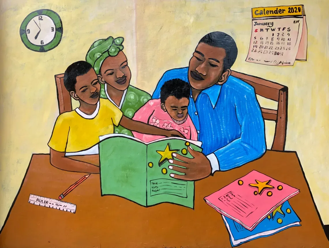 You don’t have to learn alone. Asking others for help or feedback is a great way to get better. For example, this boy asked his parents and siblings to read his story and tell him what they liked or what could be improved. Working together with others makes learning easier and more fun.