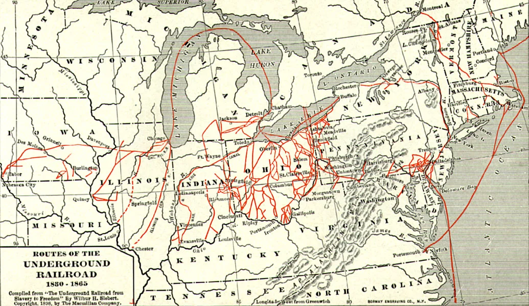 Harriet Tubman, one of the most famous conductors on the Underground Railroad, led people to northern US states, or to Canada where slavery was not as widely practiced. This map shows the locations and routes people traveled to freedom.