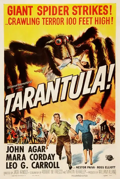Movie poster of the science-fiction big bug horror film, Tarantula from 1954.